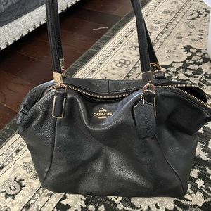 Black leather coach purse